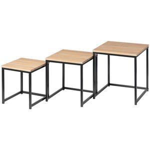 MID.YOU SADA ODKLÁDACÍCH STOLKŮ, přírodní barvy, černá, kov, kompozitní dřevo, obraz