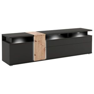 Livetastic KOMODA POD TELEVIZI, dub artisan, černá, 235/65/52 cm obraz