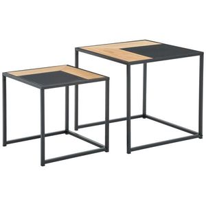 MID.YOU SADA KONFERENČNÍCH STOLKŮ, přírodní barvy, černá, dřevo, kov, kompozitní dřevo, 50/40/47/40/50/40 cm obraz