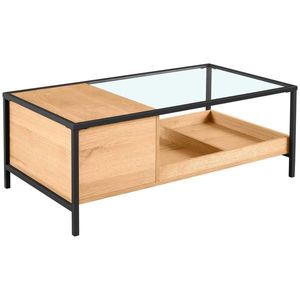 Waldwelt KONFERENČNÍ STOLEK, čiré, přírodní barvy, černá, dřevo, kov, sklo, kompozitní dřevo, 110/60/40 cm obraz