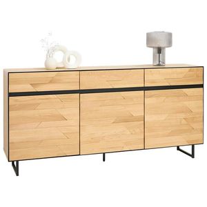 Linea Natura ŠIROKÁ KOMODA, divoký dub, černá, divoký dub, 180/90/42 cm obraz