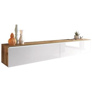 P & B NÍZKÁ KOMODA, dub wotan, vysoce lesklá bílá, 180/30/33 cm obraz