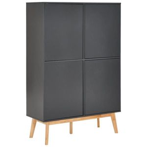 MID.YOU VYSOKÁ KOMODA, kaučukové dřevo, šedá, přírodní barvy, 100/149/40 cm obraz