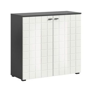 MID.YOU KOMODA, antracitová, vysoce lesklá bílá, 92/87/37 cm obraz