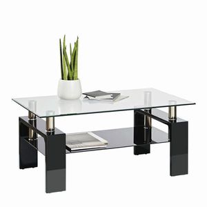 Carryhome KONFERENČNÍ STOLEK, vysoce lesklá černá, kov, sklo, kompozitní dřevo, 100/60/45 cm obraz