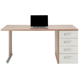 Premium Living PSACÍ STŮL, bílá, vysoce lesklá bílá, trámové dubové dřevo, 160/72, 8/80 cm obraz