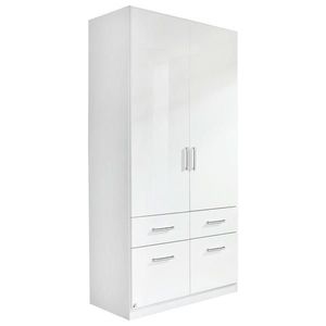 Carryhome ŠATNÍ SKŘÍŇ S OTOČNÝMI DVEŘMI, bílá, vysoce lesklá bílá, 91/197/54 cm obraz