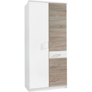 Carryhome ŠATNÍ SKŘÍŇ S OTOČNÝMI DVEŘMI, bílá, barvy dubu, 90/199/58 cm obraz