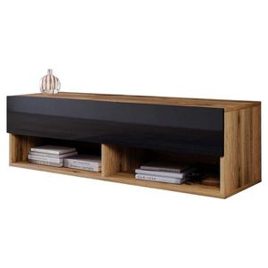 P & B NÍZKÁ KOMODA, dub wotan, vysoce lesklá černá, 100/30/31 cm obraz