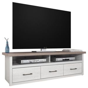 Carryhome KOMODA POD TELEVIZI, bílá, barvy lanýžového dubu, 148/46/43 cm obraz
