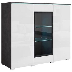 P & B VYSOKÁ KOMODA, antracitová, vysoce lesklá bílá, 120/103, 3/39, 5 cm obraz
