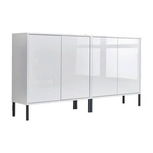 MID.YOU ŠIROKÁ KOMODA, bílá, vysoce lesklá bílá, 158/86/33 cm obraz