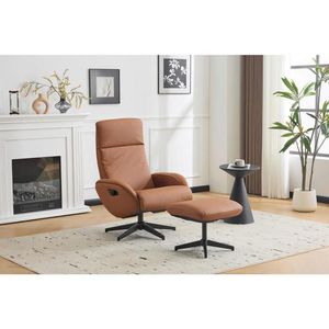 Livetastic RELAXAČNÍ KŘESLO S TABURETEM, textil, kůže, hnědá obraz