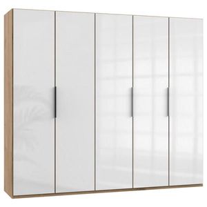 MID.YOU ŠATNÍ SKŘÍŇ S OTOČNÝMI DVEŘMI, barvy dubu, vysoce lesklá bílá, 250/216/58 cm obraz