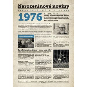 Narozeninové noviny 1976 s vlastní fotografií a textem, S fotografií a textem obraz