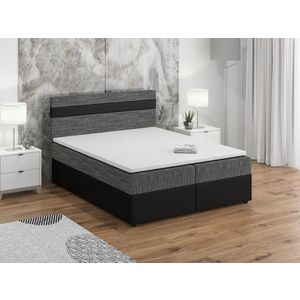 Postel boxspring MACAO 180x200 cm, šedá látka/černá ekokůže obraz