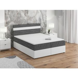 Postel boxspring MACAO 180x200 cm, šedá látka/bílá ekokůže obraz