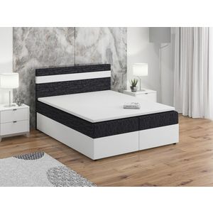 Postel boxspring MACAO 180x200 cm, černá látka/bílá ekokůže obraz