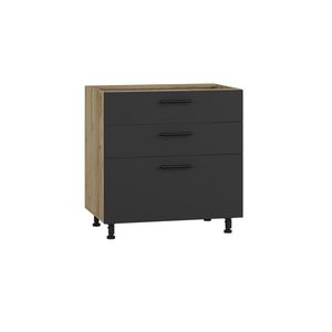 Dolní skříňka s šuplíky MARCIE D3S-80/82, korpus: dub craft, dvířka: antracit obraz