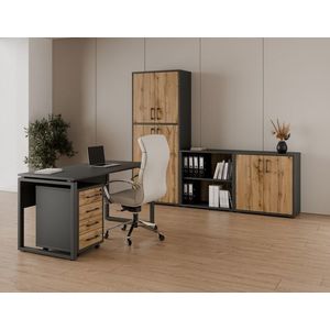 Kancelářská sestava NEJBY GIANNI PREMIUM 2, antracit/dub wotan obraz