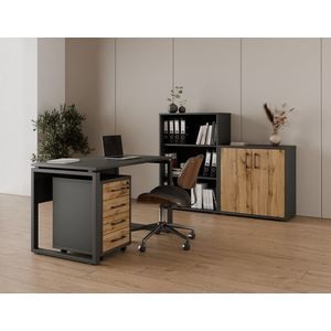 Kancelářská sestava NEJBY GIANNI PREMIUM 3, antracit/dub wotan obraz