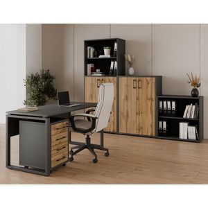 Kancelářská sestava NEJBY GIANNI PREMIUM 4, antracit/dub wotan obraz