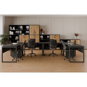 Kancelářská sestava NEJBY GIANNI PREMIUM 6, antracit/dub wotan obraz