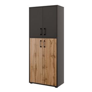 Policová skříň NEJBY GIANNI PREMIUM, korpus: antracit, dvířka: antracit/dub wotan obraz