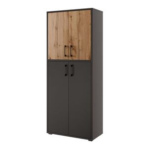 Policová skříň NEJBY GIANNI PREMIUM, korpus: antracit, dvířka: dub wotan/antracit obraz