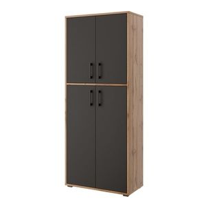 Policová skříň NEJBY GIANNI PREMIUM, korpus: dub wotan, dvířka: antracit obraz