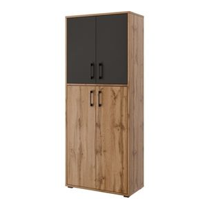 Policová skříň NEJBY GIANNI PREMIUM, korpus: dub wotan, dvířka: antracit/dub wotan obraz