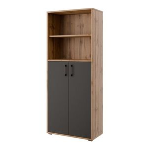 Regál vysoký NEJBY GIANNI PREMIUM s dvířky typ 1, korpus: dub wotan, dvířka: antracit obraz
