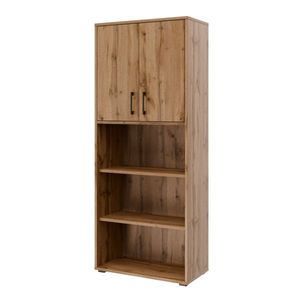Regál vysoký NEJBY GIANNI PREMIUM s dvířky typ 2, korpus: dub wotan, dvířka: dub wotan obraz
