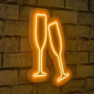 Neonový LED nápis Champagne Glasses - žlutá světelná dekorace na zeď - II. jakost, POUZE OSOBNÍ ODBĚR obraz