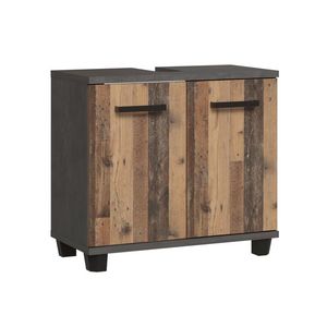 CANELU koupelnová skříňka pod umyvadlo, tmavě šedý beton/old-wood vintage, 5 let záruka obraz