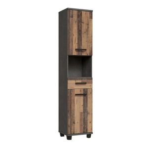 CANELU koupelnová vysoká skříňka, tmavě šedý beton/old-wood vintage, 5 let záruka obraz