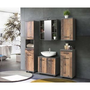 CANELU koupelnová sestava, tmavě šedý beton/old-wood vintage, 5 let záruka obraz