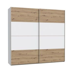 Šatní skříň KEBAN 220 cm, bílá/dub artisan, 5 let záruka obraz
