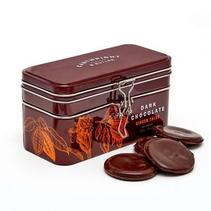 Cartwright & Butler Tenká čokoládová kolečka tmavé čokolády se zázvorem, kovová dóza, 150 g 5283 obraz