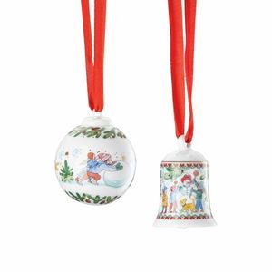 Rosenthal Vánoční set porcelánové Mini ozdoby zvonek/koule, Vánoční radovánky, 5/Ø 4, 5 cm 02480-727496-28620 obraz