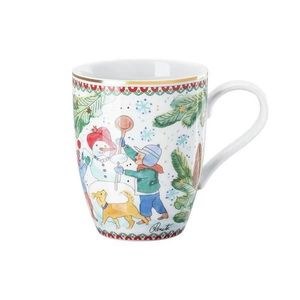 Rosenthal Vánoční hrnek s uchem, Vánoční radovánky – Děti stavějí sněhuláka, 360 ml 02476-727496-15505 obraz