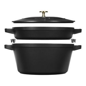 Staub Sada 2v1: litinový hrnec a pánev s poklicí, Ø 24 cm, černá 1010877 obraz