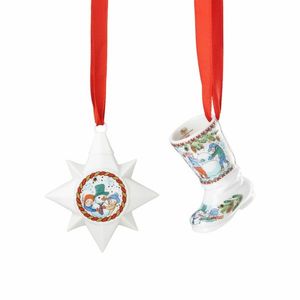 Rosenthal Vánoční set porcelánové Mini ozdoby hvězda/bota, Vánoční radovánky, Ø 6, 5/5, 2 cm 02481-727496-28622 obraz