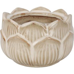 Svíčka v porcelánovém květinovém kalíšku 12 x 7, 8 cm, béžová obraz