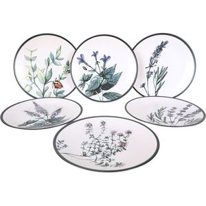Sada 6 kameninových mělkých talířů Herbal 25 cm obraz