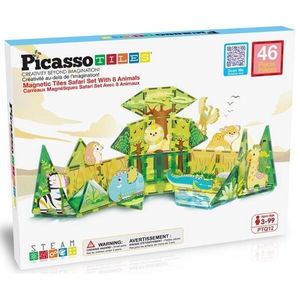 PicassoTiles magnetická stavebnice Safari Set s 8 zvířaty obraz