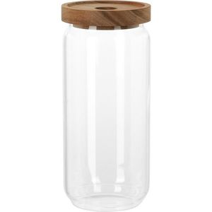 Skleněná dóza s akáciovým víčkem 1000 ml, 1 l obraz
