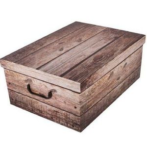 Úložný box s víkem Wood, šedá, 51 x 37 x 24 cm obraz