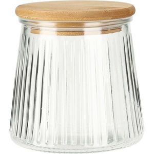 Skleněná dóza s bambusovým víčkem a žebrováním 680 ml obraz