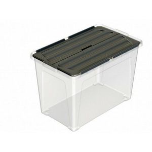 Multibox s připevněným víkem Eco 60 l, černé víko, 60 l obraz